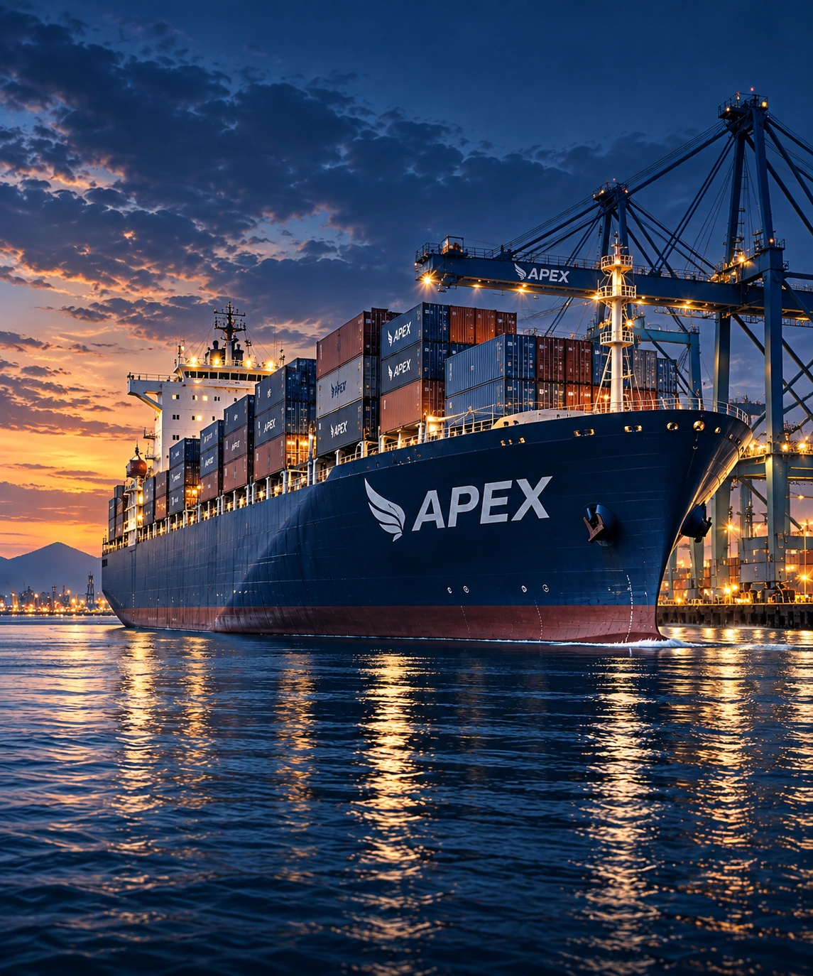 Illustrative ocean freight scene