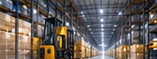 Illustrative warehousing freight scene